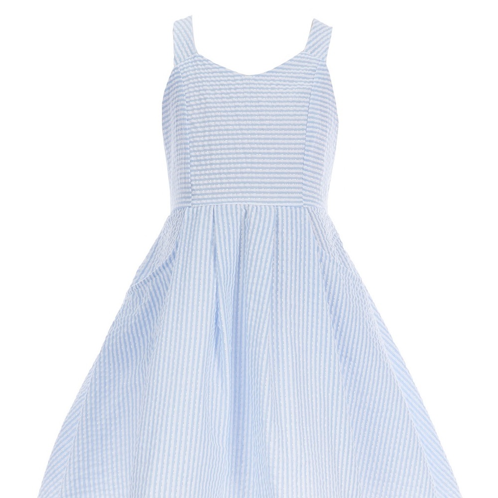 Seersucker Bow Back Dress with pockets